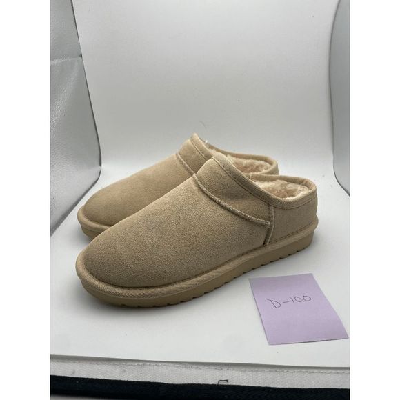 CUSHIONAIRE Women's Cozy Faux Shearling Genuine Suede mule slippers, Sand 6 - Picture 2 of 7